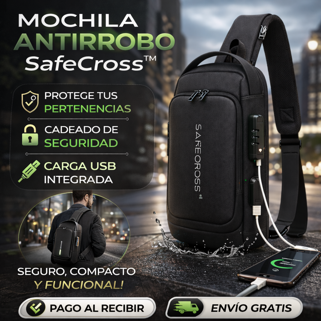 SafeCross™ – Bolso Cruzado Antirrobo Premium + ¡ENVÍO GRATIS!🔥